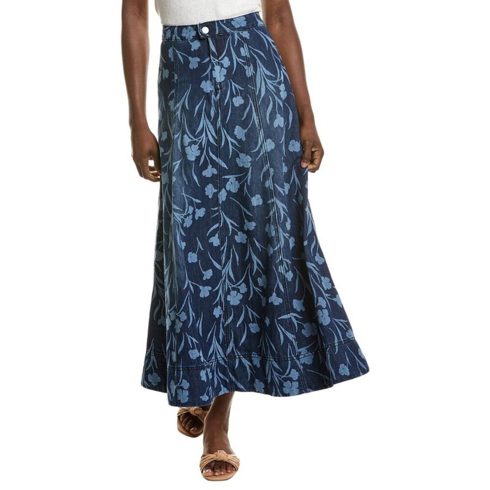 1.State Womens  Seamed Maxi Denim Skirt, Blue